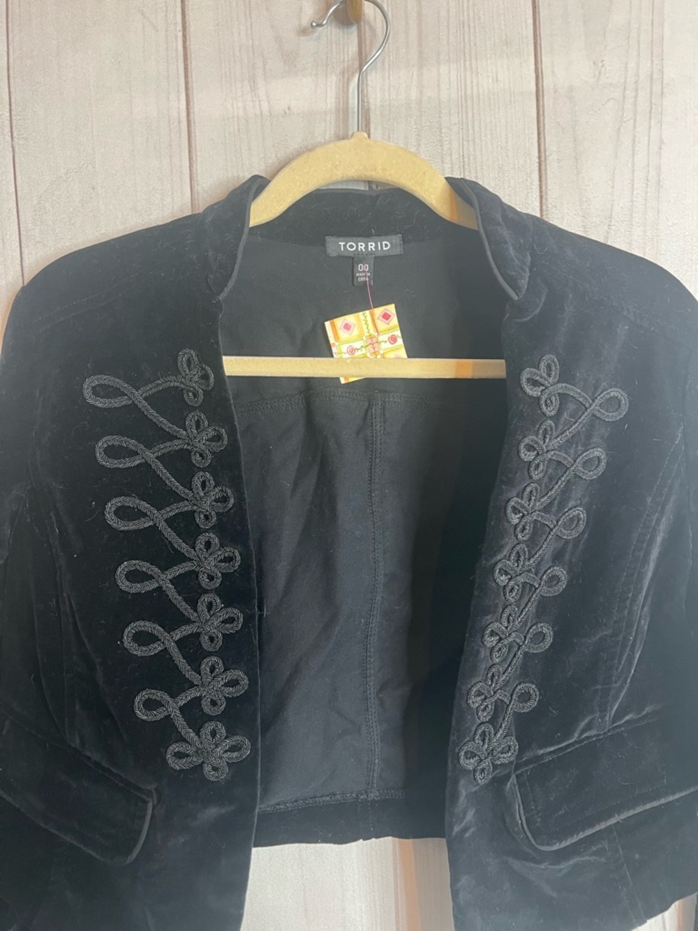 torrid Black Velvet Military Cropped Blazer - Picture 2 of 4